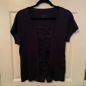 Coldwater Creek Navy Tee with Lace Detail